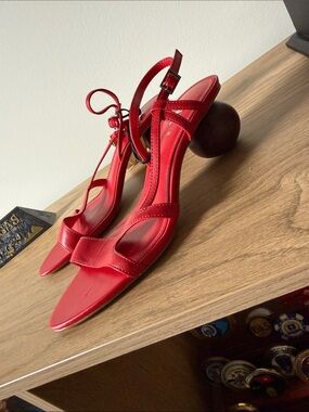 Zara Red Strappy Slingback Heels